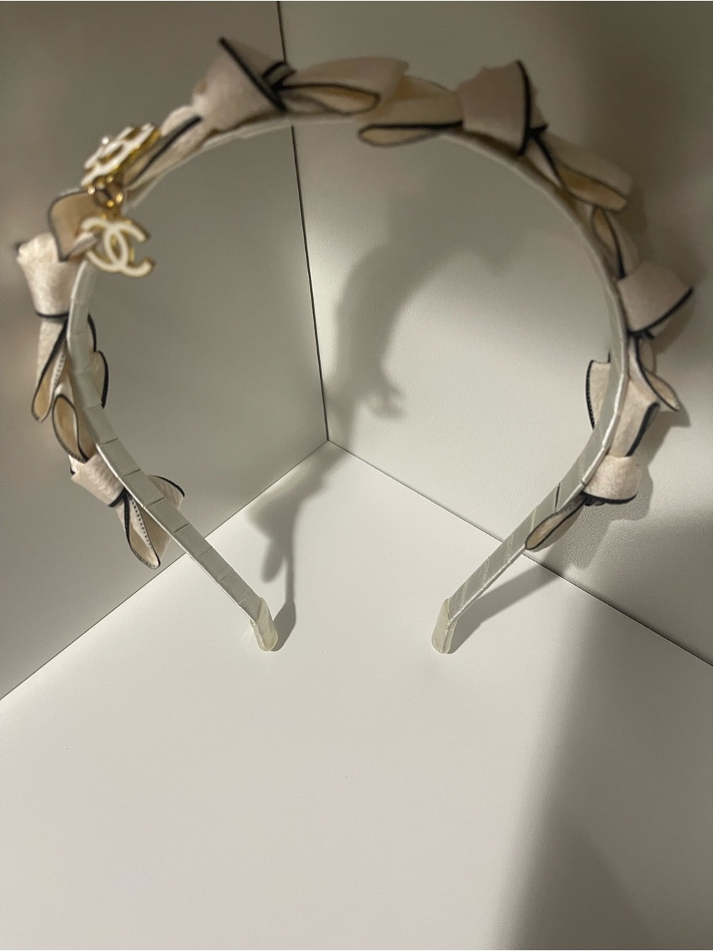Cream Bow Headband - handmade - Picture 3 of 4